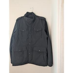 Levi Strauss Men Black Quilted Lined Field Jacket Epaulets L